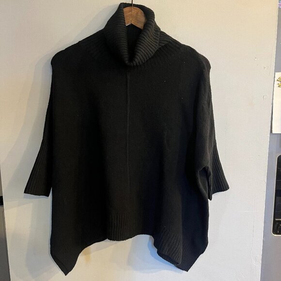 LOFT Women's Black Petite Turtleneck Poncho Sweater Size XXSP - Picture 1 of 4